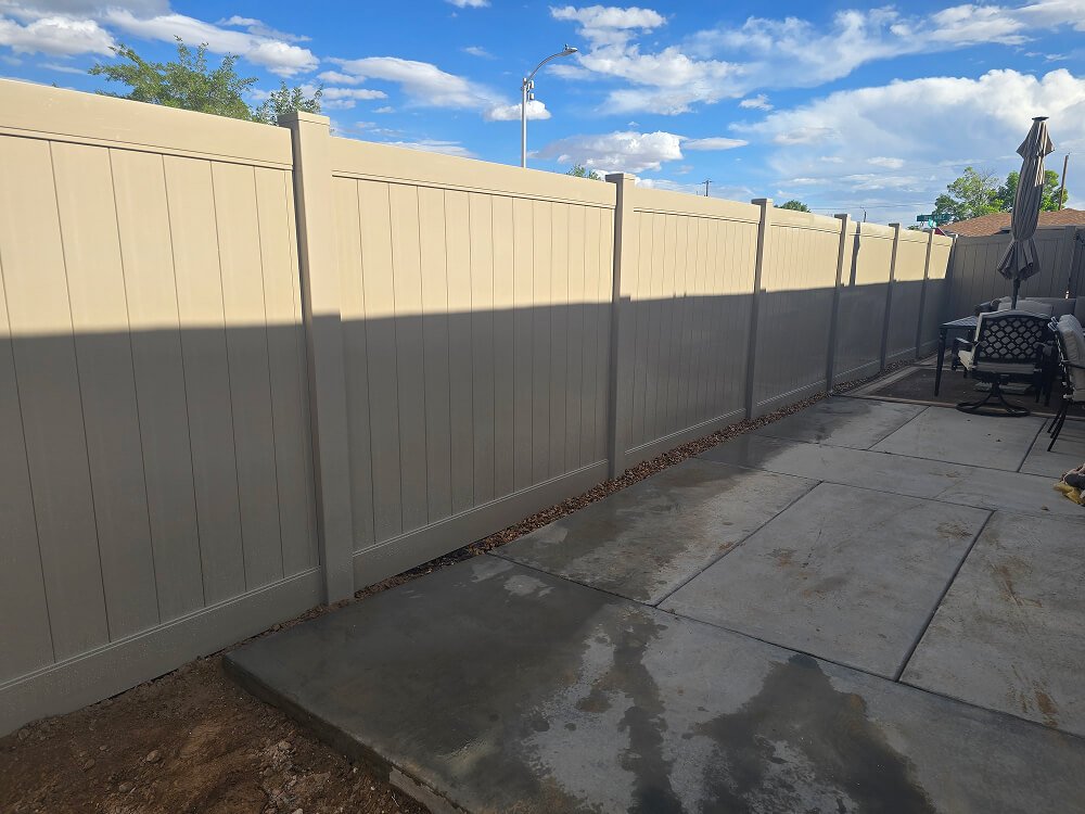 Tan privacy vinyl fencing in Albuquerque NM