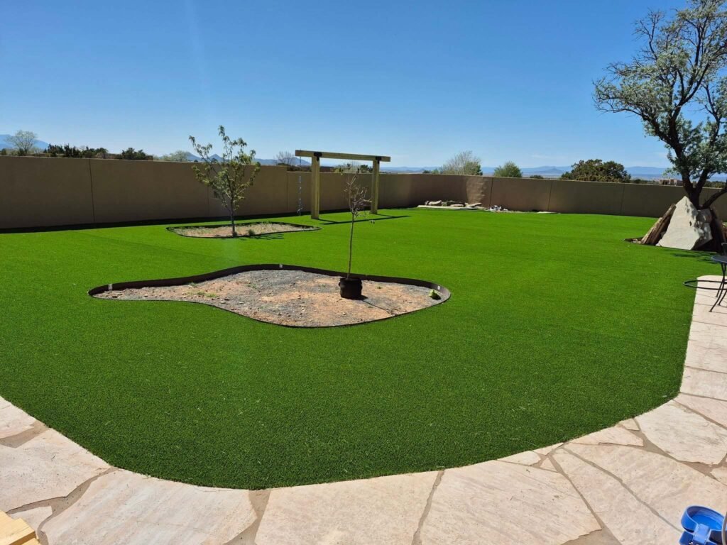 Artificial grass installation in Albuquerque yard