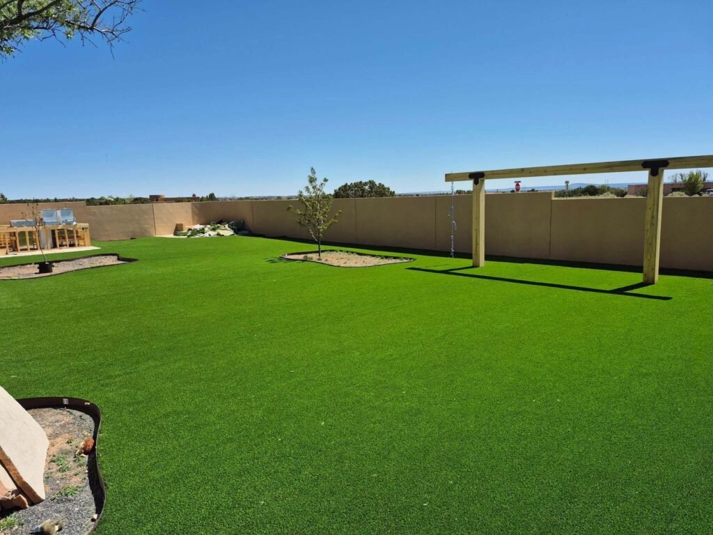 Artificial grass installation for backyard in Albuquerque, NM