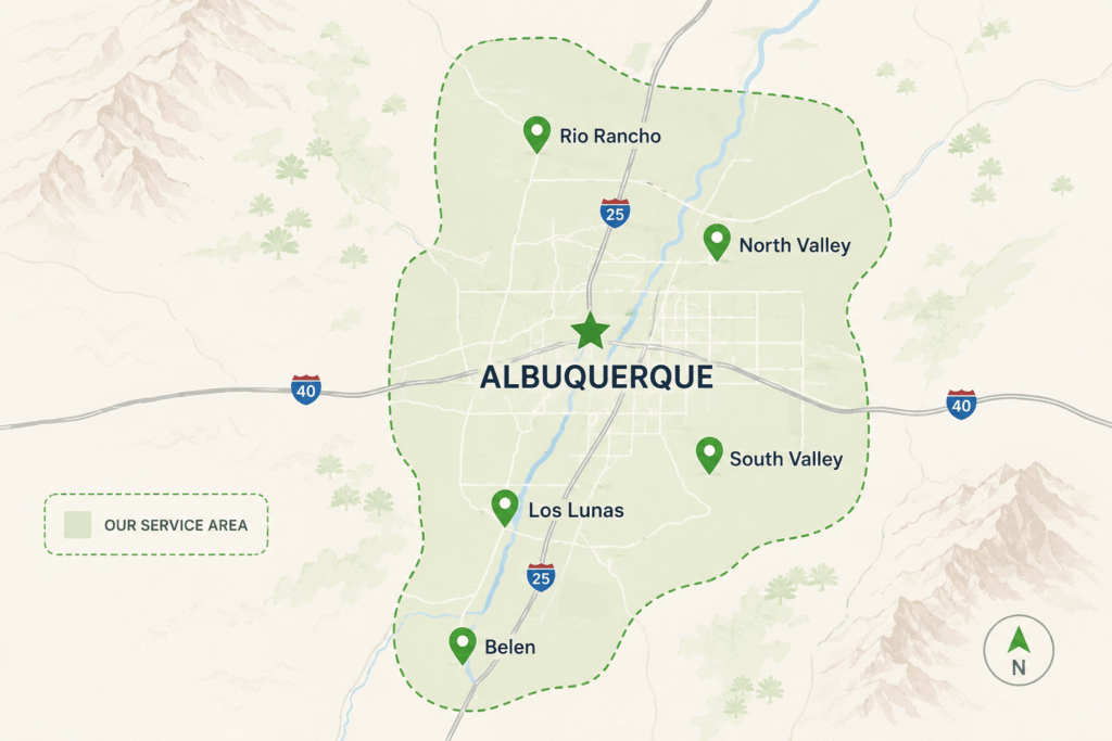Service area map in Albuquerque NM