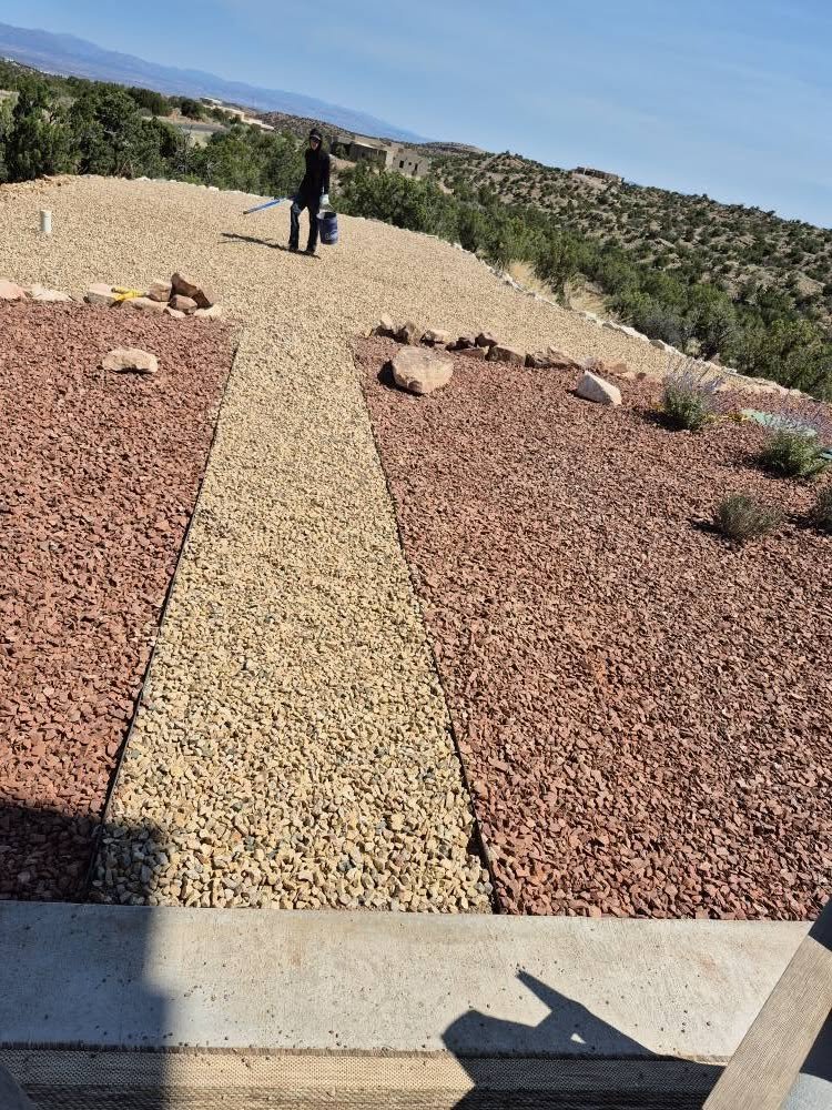 Xeriscaping gravel walkway in Albuquerque, NM